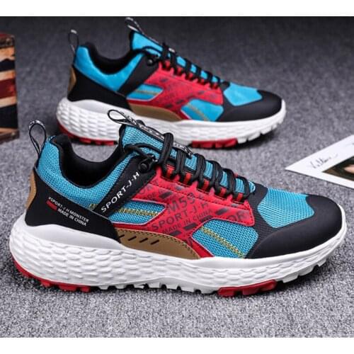 Men Running Sneakers Casual Chunky Jogging Training Shoes Spring Autumn Mesh Breathable Sports Shoes Comfortable Lace Up Adult