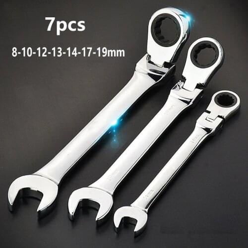 Keys Set 7pcs 8-19mm Wrench Multitool Key Ratchet Spanners Set Of Tools Set Wrenches Universal Wrench Tool Car Repair Tools