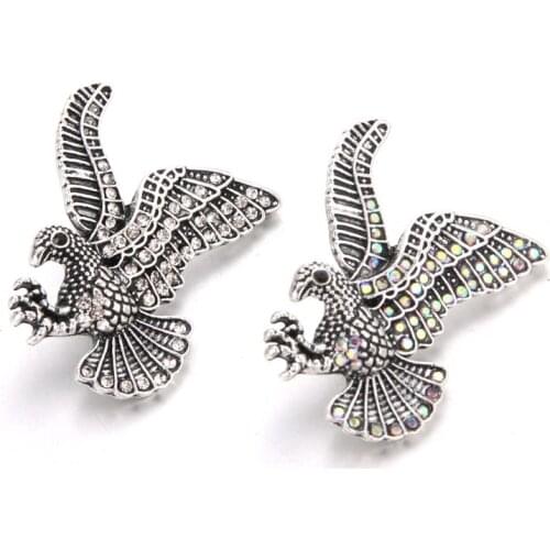 Newest High Quality items Eagle styles 18mm Metal Snap Button Charm Rhinestone Styles Button Snap Button Jewelry 6683