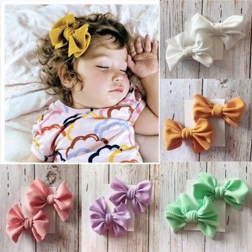 New Cotton Elastic Newborn Baby Girls Solid Color Headband Bowknot Hair Clips Children Infant Headband Barrettes Accessories