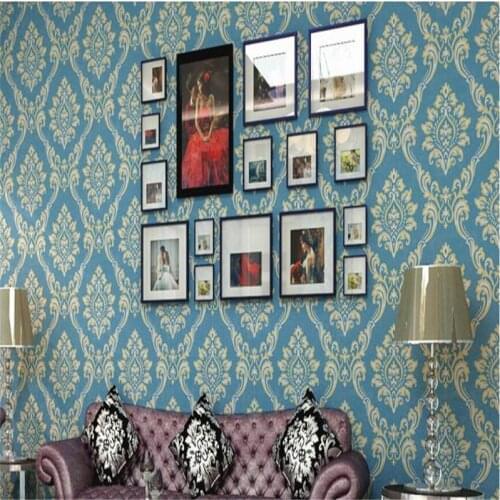 Wellyu papel de parede para quarto wallpaper European retro bedroom bedroom living room background wall Damascus wallpaper