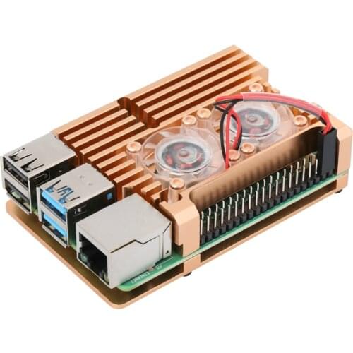 Raspberry Pi 4 Metal Shell Gold Aluminum Case Cooling Enclosure Cover with fan Optional for RPI 4 Model B