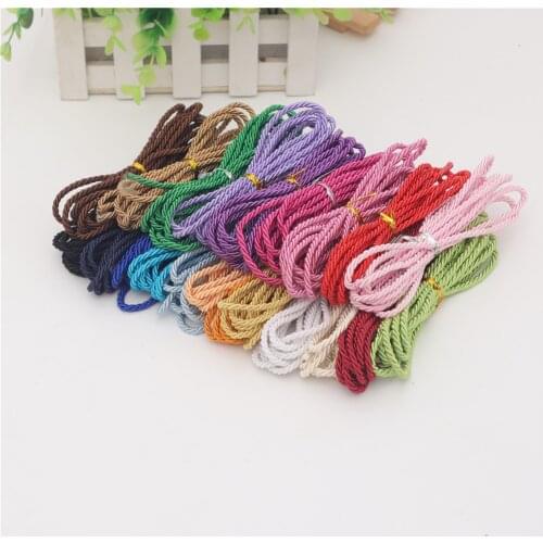 FASMILEY DIY Cord Jewelry Findings 3mm Braided Rope Multi Solid Color Twisted Thread DIY Accessories String Supplys 20m DS217