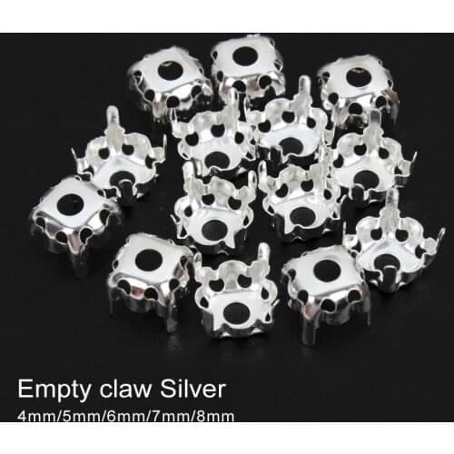 Sew-on empty Claw 4mm-8mm Gold plated and silver plated Claw Set with Rhinestone Accessories Free Shipping
