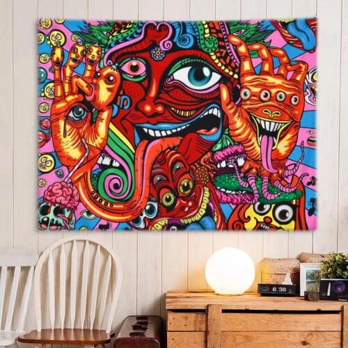 Psychedelic PatternTapestry Blanket Throw Wall-Hanging Psychedelic-Pattern Home-Deco