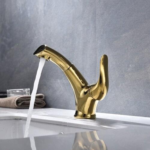 Drawing Cold and Hot Water Drawing Handbasin Faucet European-style Chromium-plated Gold Black Table Lower Basin Faucet