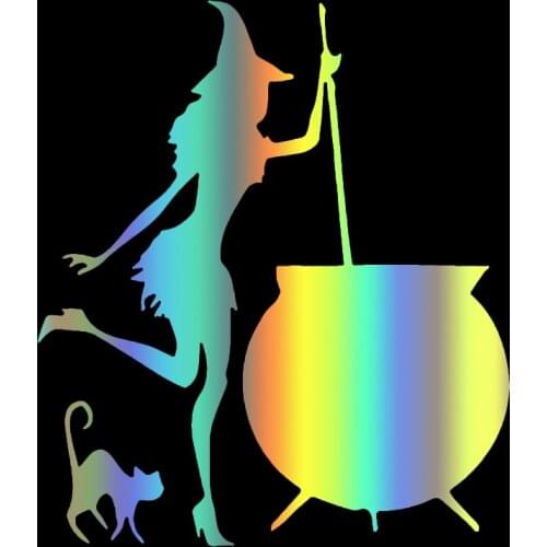 S51137 Various Sizes/Colors Car Stickers Vinyl Decal Diy Halloween Witch Flying On Broom Motorcycle Decorative Waterproof