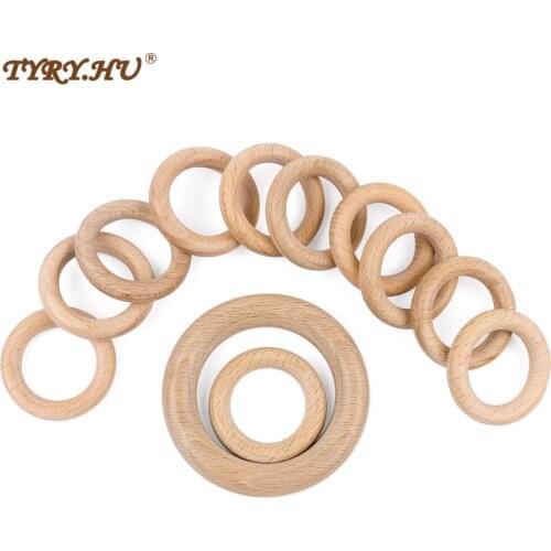 TYRY.HU Woode Beads Natural Ball Round Spacer Wooden Rings Eco-Friendly Natural Color Wood Beads Lead-Free Wooden Balls