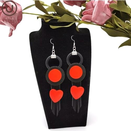 UKEBAY NEW Heart Love Earrings Gift Female Drop Earrings Women Wood Jewelry Gothic Boho Earring Luxury Jewellery For Wedding