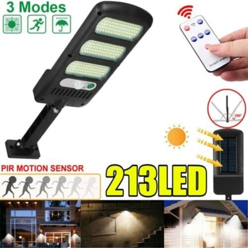 213LED Solar Street Wall Light PIR Motion Sensor Dimmable Lamp Outdoor Garden