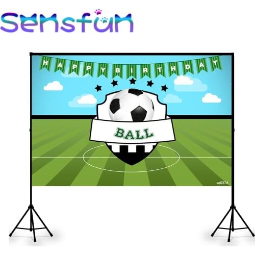 XQ0374 Field Grass Soccer Party Backdrop Boys Happy Birthday Party Decor Photocall Backdrop Photo Studio Photography Background