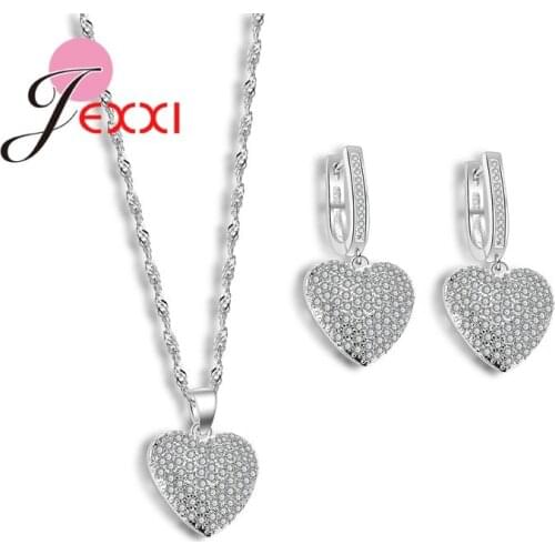 Heart Shaped Jewelry Set 925 Sterling Silver For Women Lady Romantic Style For Lovers Gift Wedding Jewelry