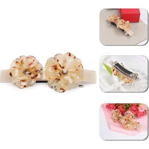Alexander Austria Rhinestone Blossom Hair Barrette 3D Flower Camellia Jewelry Cellulose Acetate Hair Clips