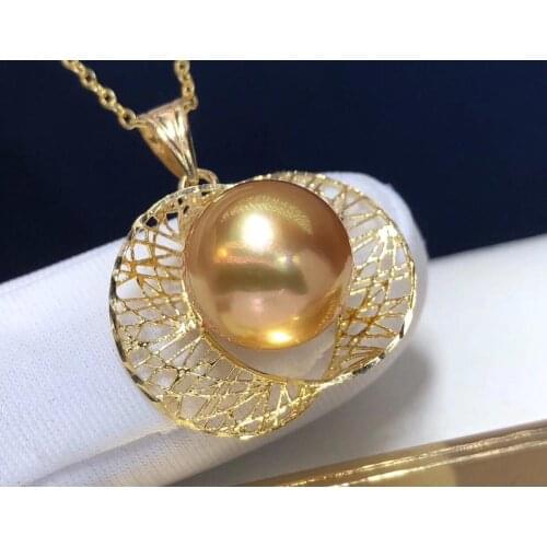 D109 Pearl Pendants Fine Jewelry 18K Natural Ocean Sea Gold Pearls 12-13mm Pendant Necklaces for Women FIne Pearls Pendants