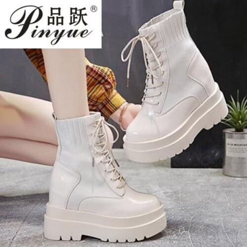 Autumn Women Mesh Sneakers Height Increased 10cm High Heels Platform Shoes Woman Classic Casual Gladiator Chunky Pumps
