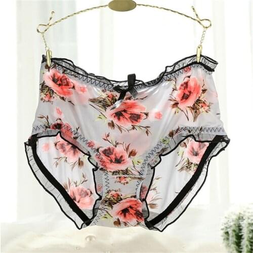 2021 New Cute Intimates Soft Smooth Girls Underwears Ruffle Bow Flower Print Plus Size Sexy Lingeries Womens Panties