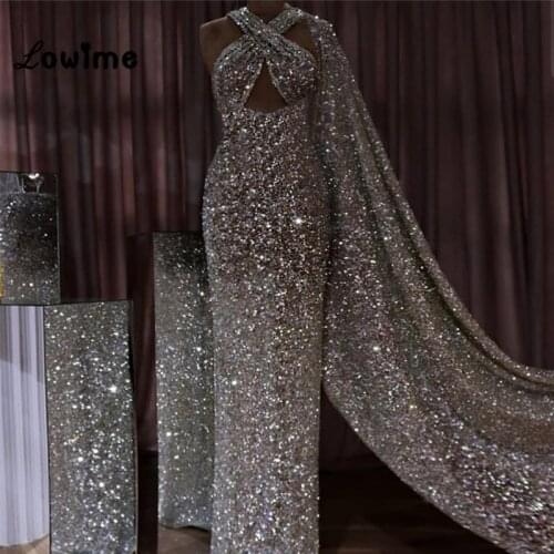 Dubai Formal Dress Evening Dresses Robe De Soiree Silver Backless Sexy Mermaid Evening Gowns 2018 New Arrival Long Prom Dress
