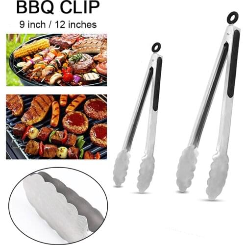 1Pcs BBQ Grilling Tong Salad Serving Food Tong stainless steel metal Kitchen Tongs Barbecue Cooking Locking Tong