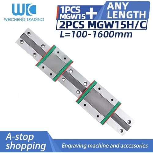 3D printer 1pc linear guide MGW15 L100 200 350 400 500 800 1000mm miniature linear slider 2pcs MGW15H MGW15C transport cnc parts