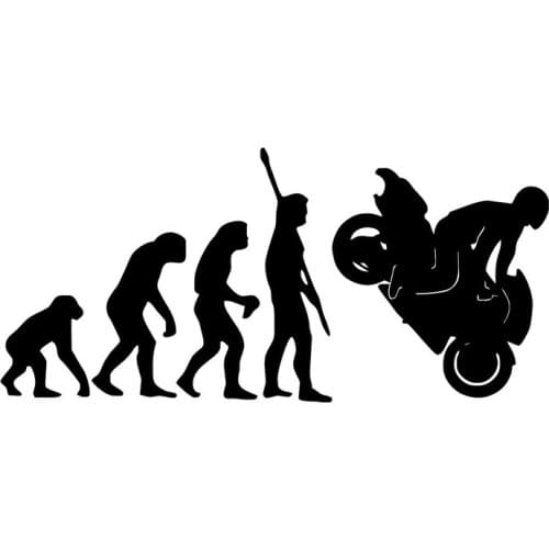 18.3*8.5CM Fashion Human Evolution Motorcycle Car Stickers Personalized Vinyl Reflective Decals Black/Silver C7-0688