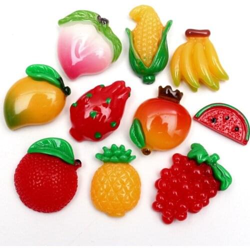 20Pcs Mixed Resin Fruits Decoration Crafts Flatback Cabochon Embellishments For Scrapbooking Kawaii Cute Diy Accessories