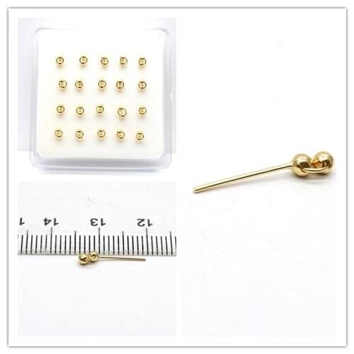 Sterling silver nose studs double ball earrings pendants 20pcs silver gold women gift free shipping