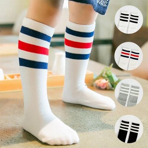 3pair/lot Spring Knee High Children Baby Socks Cotton Girls Boys Striped Football Socks Children Boy Sports Socks Knee Pad CS.50