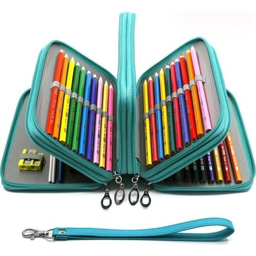 72 Slot Portable Colored Pencil Case Holder Waterproof Large Capacity PU Leather Pencil Bag Box For Student Gifts Art Supplies