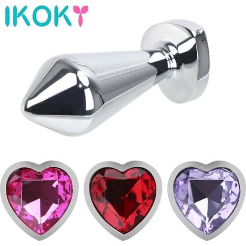 IKOKY Anal Plug Prostate Massager Adult Products Butt Plug Heart Shaped Crystal Jewelry Sex Toys for Men Women