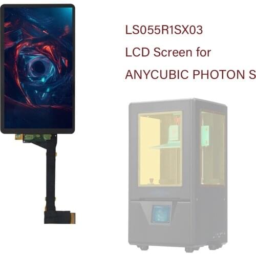 Appty To ANYCUBIC Photon S 3D Printer 2K LCD Screen With Glass 5.5 inch LS055R1SX03 2K Light Curing Display Screen No Backlight