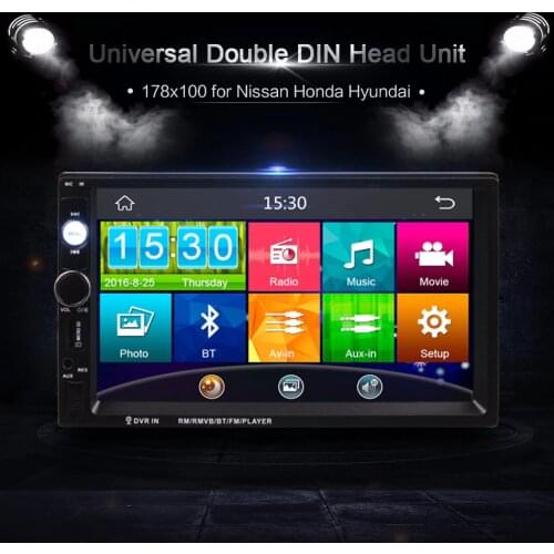 Car Truck Bus 12V 24V 2Din Universal 7 Inch Touch Screen In Dash Bluetooth Radio MP3 MP4 MP5 Media Player Head Unit Stereos