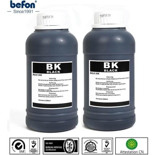 Befon 250ml Refilled Dye Universal Ink Kit Compatible for HP Canon Epson Brother Deskjet Printers Tank Ink Cartridges CISS Ink
