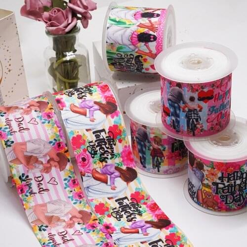 Free shipping 3 Inch 75 mm Cartoon Printed Grosgrain Ribbons for Bows Craft Suppliers 53198