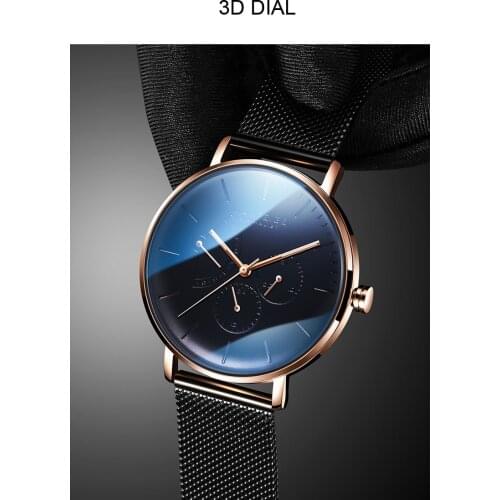 Luxury Quartz Watch For Men Blue Watches Sport Mens Watches Chronograph Clock Mesh Wristwatch waterproof Relogio Masculino 2020