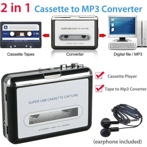 USB2.0 Portable Tape to PC Super Cassette To MP3 Audio Music CD Digital Player Converter Capture Recorder +Headphone