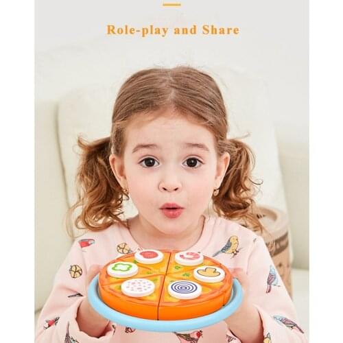 ToyWoo Wooden Magnetic Cut Fruit Children Toys Boys and Girls Vegetables Kitchen Cooking House Pizza Toys Girls Boys