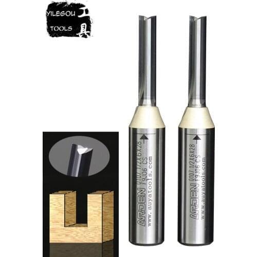 Diameter 3.0-6.0mm TCT Straight Trimmer Cutter 1/4" Woodworking Trimmer Drill Bit 6.35mm Milling Cutter 2 Blades Slotting Cutter