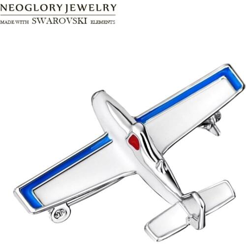 Neoglory Enamel Brooch Fashion Plane Pins Style For Lovely Girl Daily Dress Coat Gift For Classic Jewelry School Jewelry