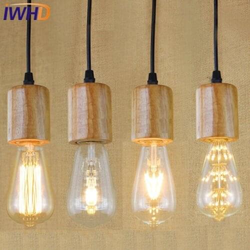 IWHD Wood Vintage Lamp Lamparas LED Pendant Lights Style Loft Industrial Vintage Lighting Pendant Lamp Bedroom Iluminacion