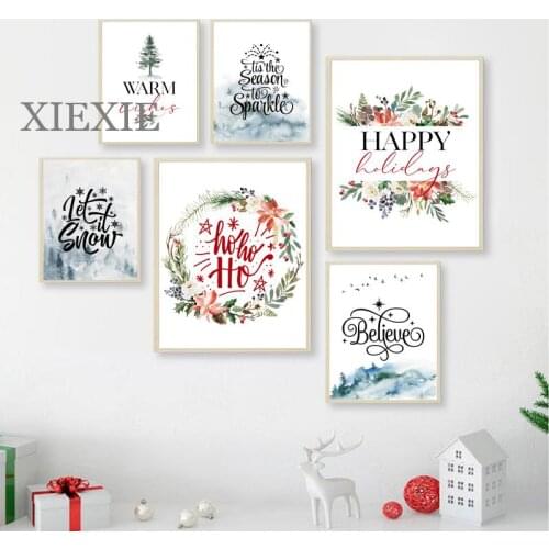 Modern Festival Christmas Wall Art Canvas Paintings White Background Decor Pictures for Living Room Bedroom Decoration Poster