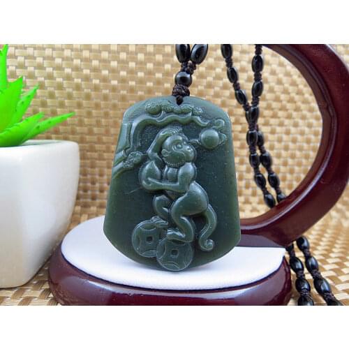 Chinese characteristics Hetian jade monkey pendant free beads free shipping