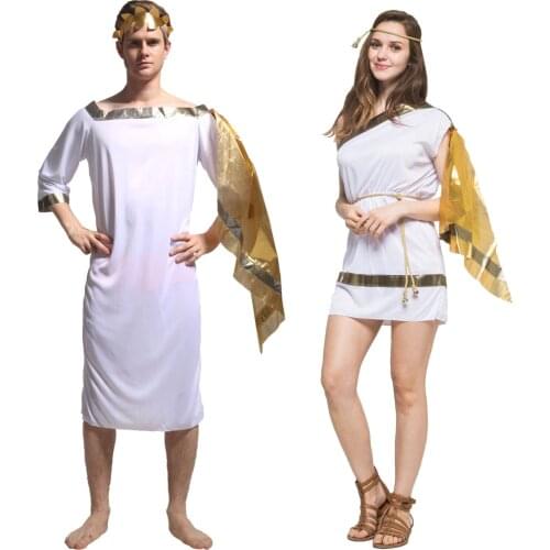 Umorden Adult Grecian Toga Set Costume Men Women Roman Greek God Goddess Costumes Halloween Purim Party Mardi Gras Fancy Dress
