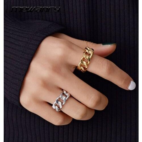 Mewanry 925 Sterling Silver Rings New Trend Hip Hop Vintage Handmade Hollow Chain Party Jewelry Lover Gifts Couples Accessories