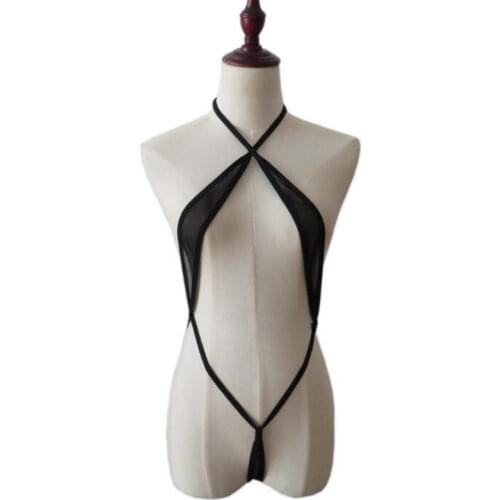 Micro bikini swimwear women swimsuit one piece biquini bikinis see through Sexy Solid color Transparent Net yarn cross Halter