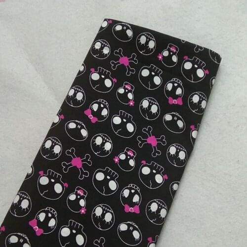 Sweet Cartoon Pink Bowknot Girl Skull Ghost Printed Cotton Fabric 50x105cm Skull Fabric Patchwork Cloth Dress Home Decoration