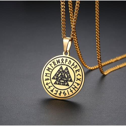 Fashion Scandinavian Nordic Viking Cross Amulet Pendant Necklace Glass Dome Pendant Black Chain Necklace Men Women Gift Kid