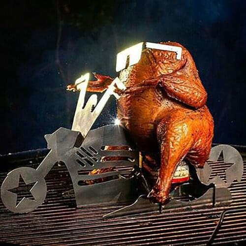 Motorcycle Beer Grilled Chicken BBQ Chicken Stand Beer Funny Roast Chicken Rack Stainless Steel Rack Tools