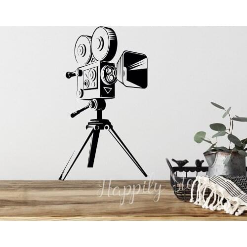 Cinema Camera Wall Decal Movie Media Room Wall Decor Video Film Retro Style Cinema Decorations Movie Lover Gift P631