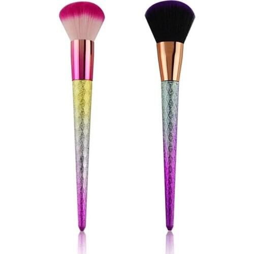 New 1pc Unicorn Diamond Loose Powder Brush Unicorn Brush Super Soft Makeup Brushes Cosmetic Beauty Make Up Brush Box Packed