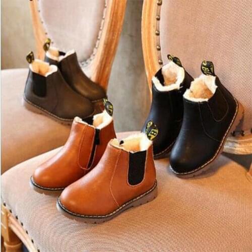 New Children Snow Boots 2019 Autumn Thickening Cotton Shoes Boys Girls Waterproof Non-slip Ankle Boots Kids Leather Boots Fashio